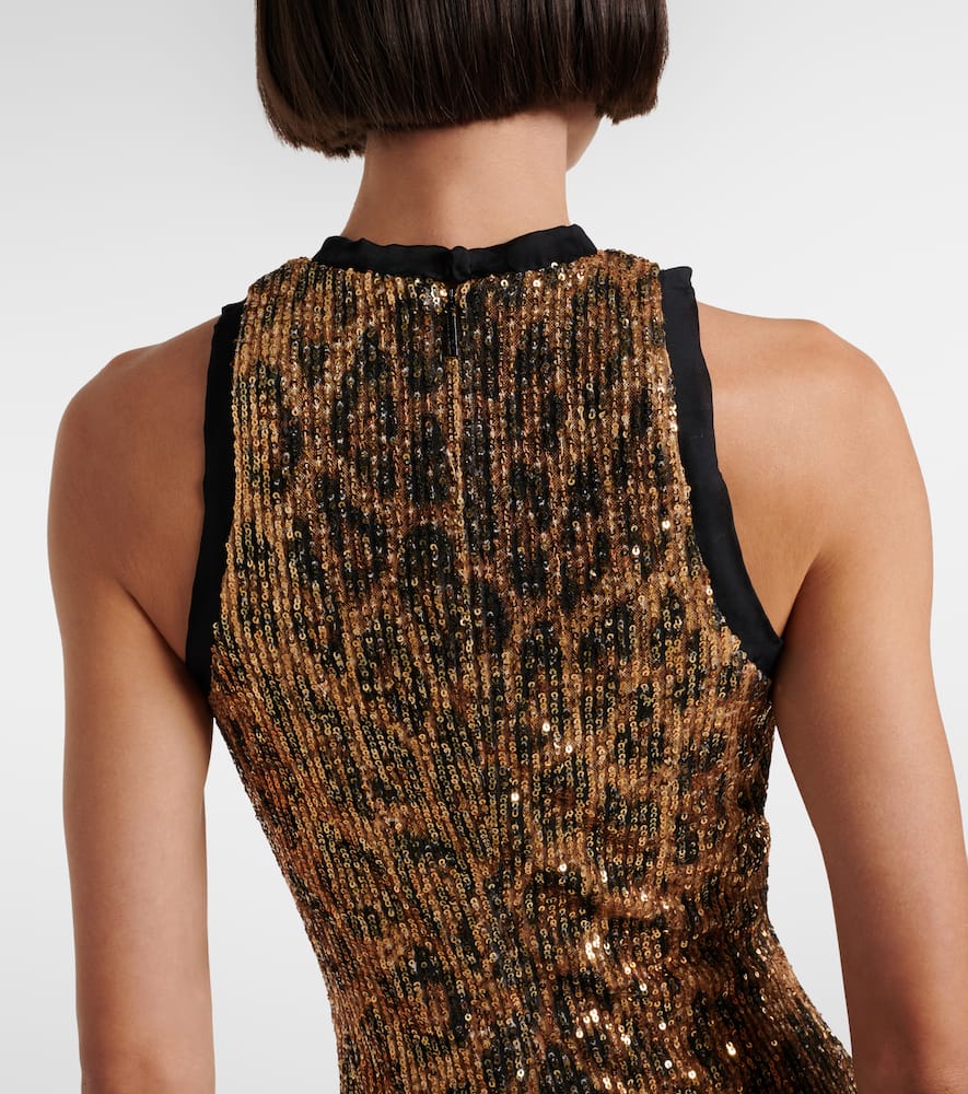 Sequined leopard-print minidress