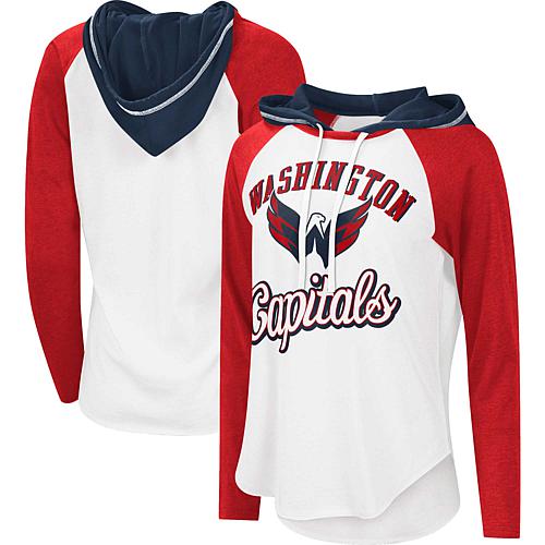 Women's White/Heather Red Washington Capitals MVP Raglan Lightweight Hood