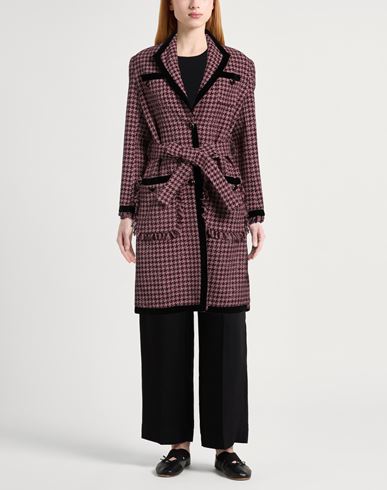 Woman Coat Burgundy Size 10 Polyester, Wool