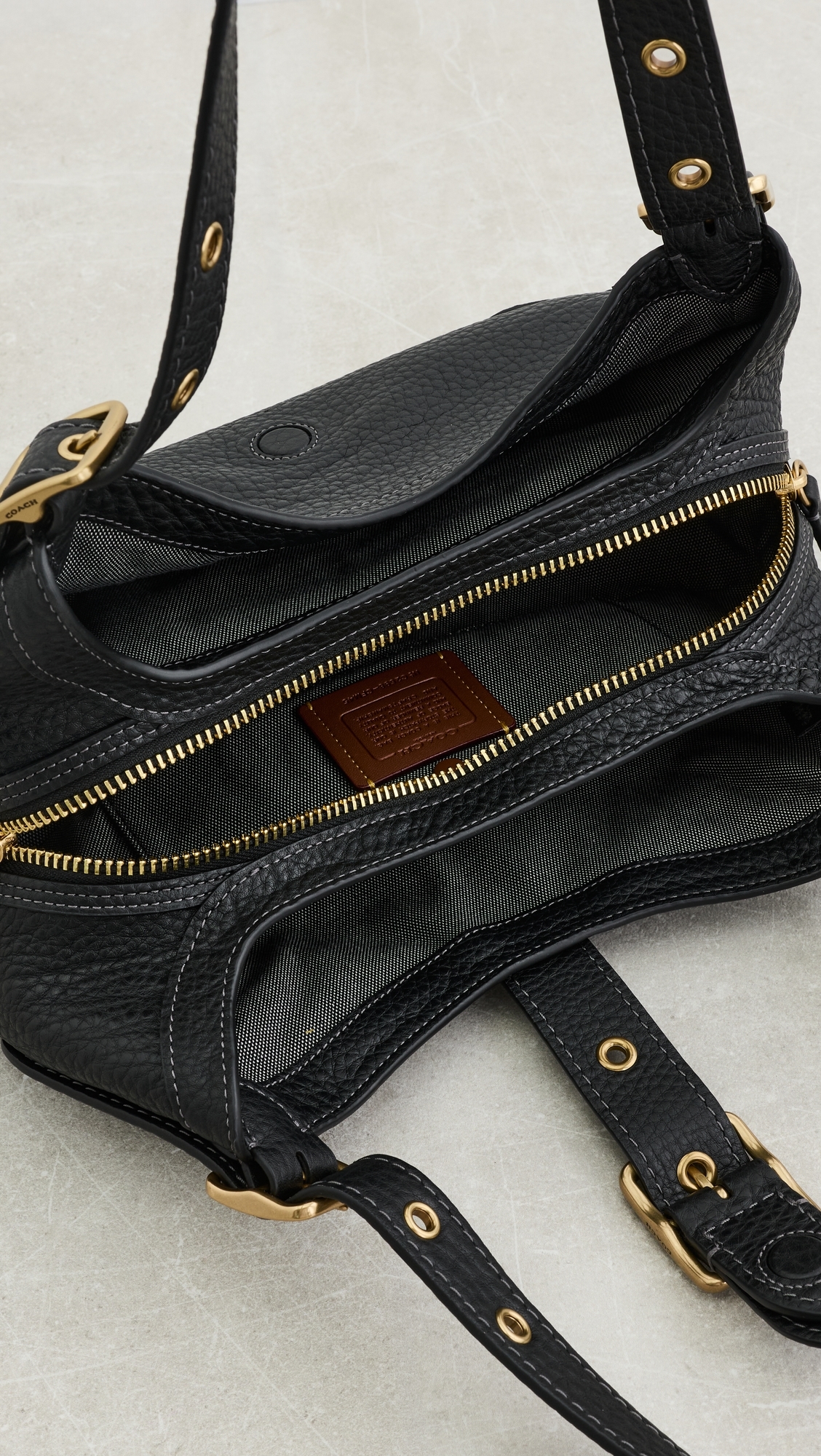 Textured Pebble Leather Drifter Shoulder Bag 31 Black One Size