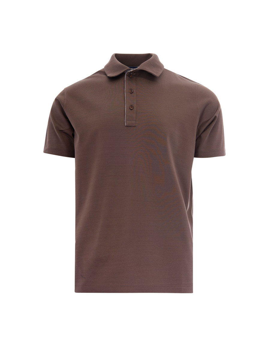 Brown Solid Shirt Collar Polo