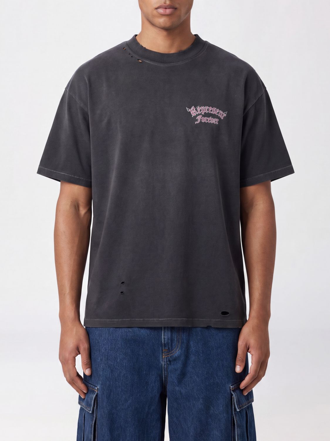 REPRESENT Duality Tee in Washed Black - Black. M also in L, S, XL/1X