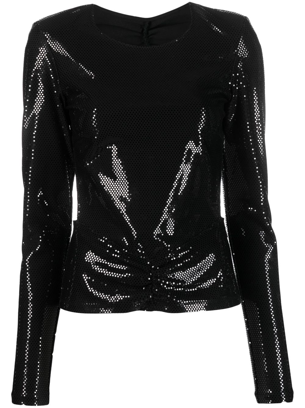 Sequin-embellished open-back top - Black