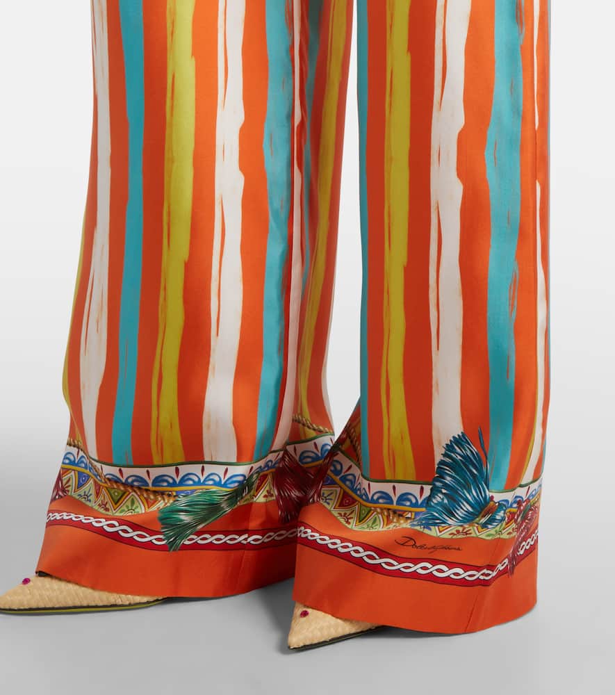 Striped silk palazzo pants