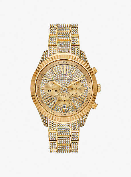 Oversized Lexington Pavé Gold-Tone Watch