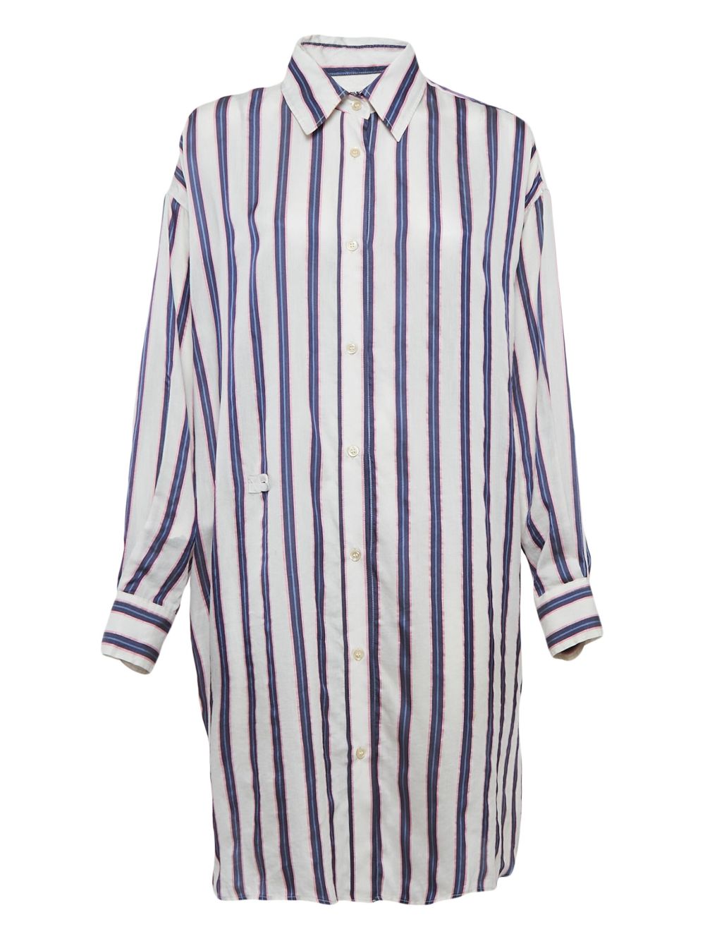 Pre-owned striped shirt dress - White