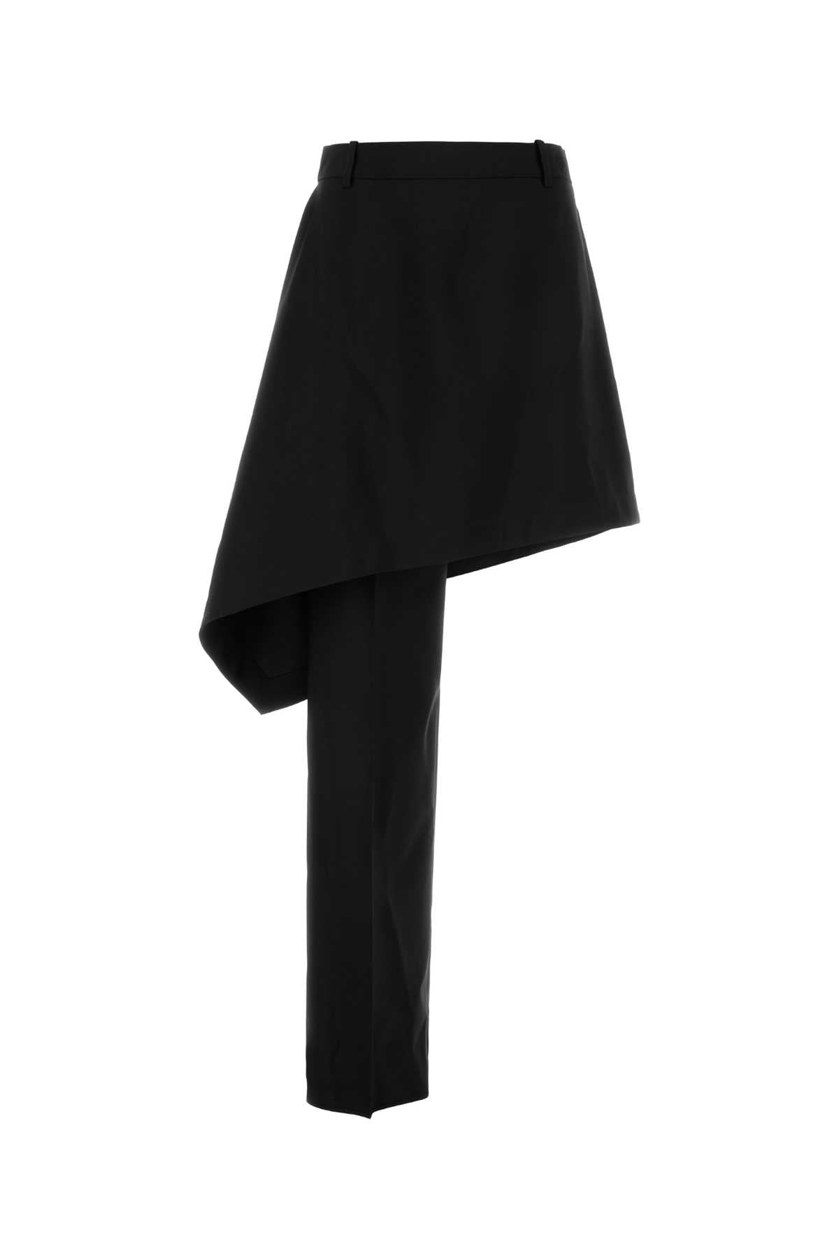 Wool Asymmetric Skirt — Black