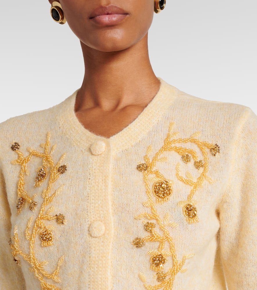 Beaded alpaca and wool-blend cardigan