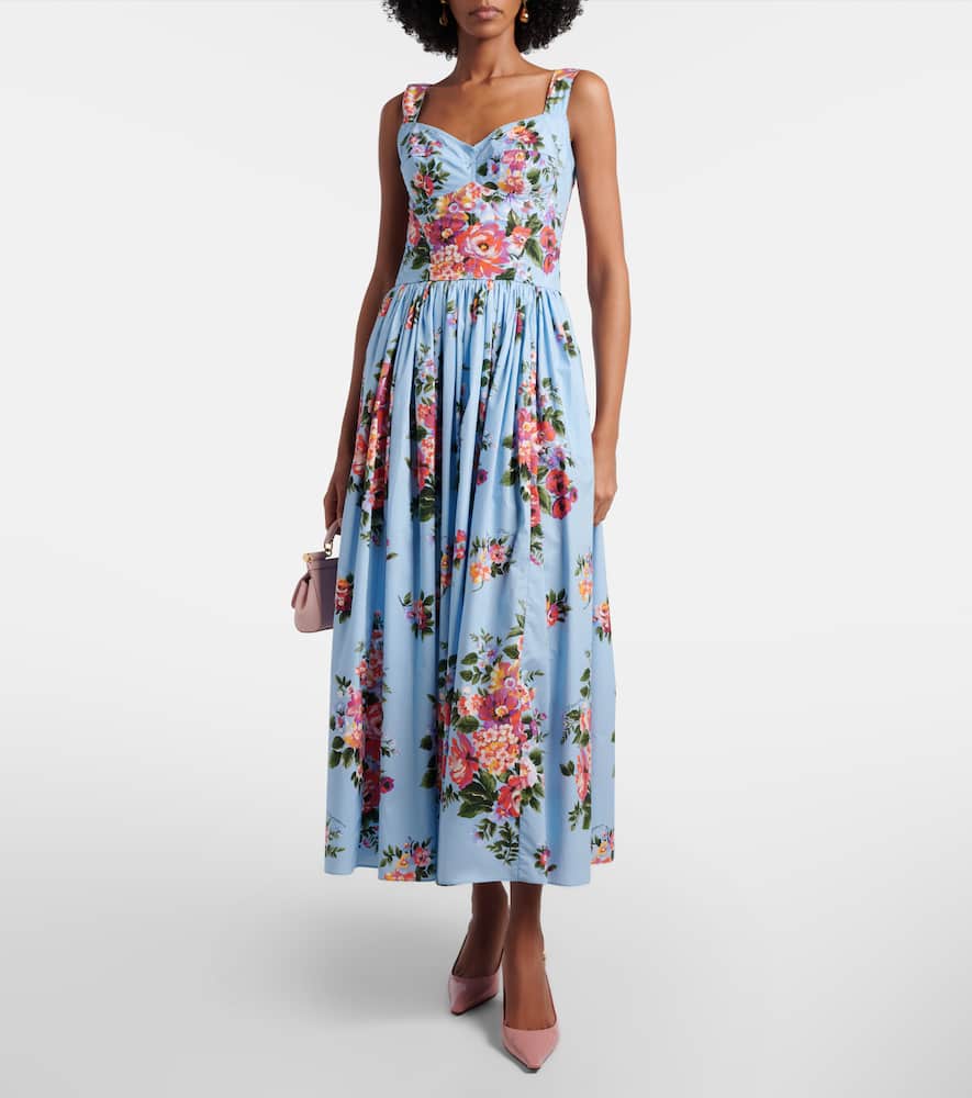 Floral cotton bustier dress