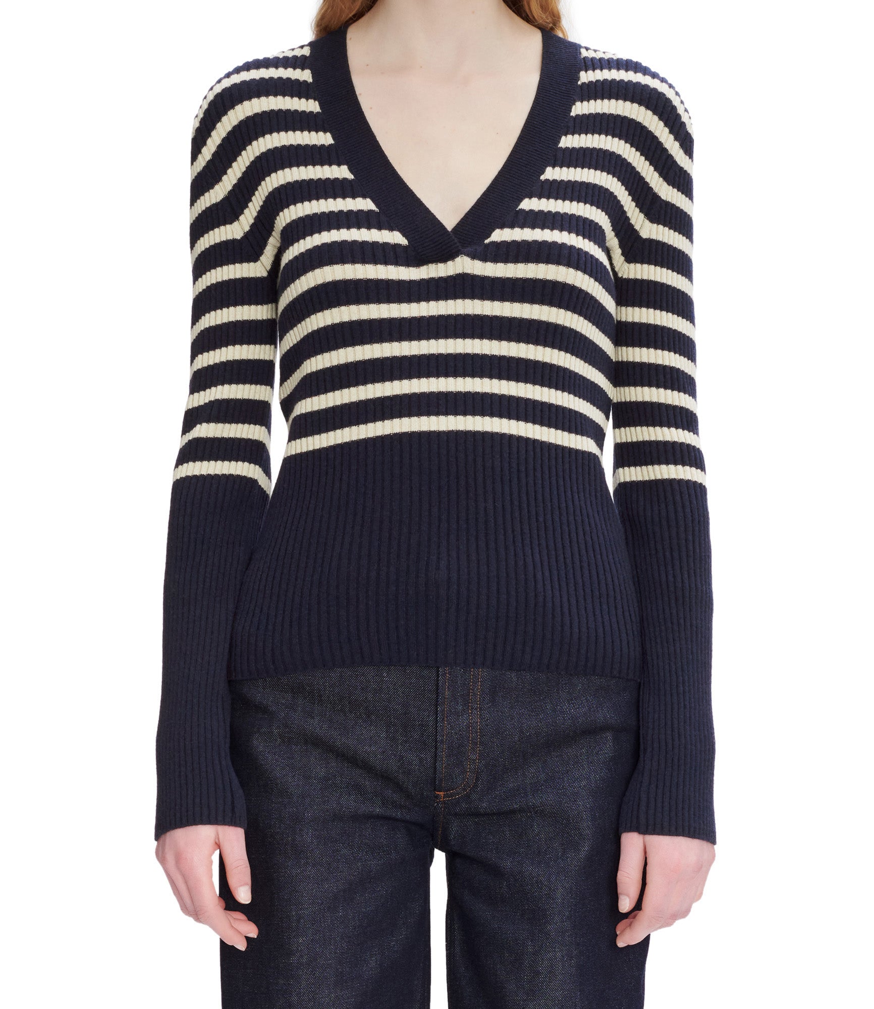 Lou sweater TIQ - Dark navy blue/ecru