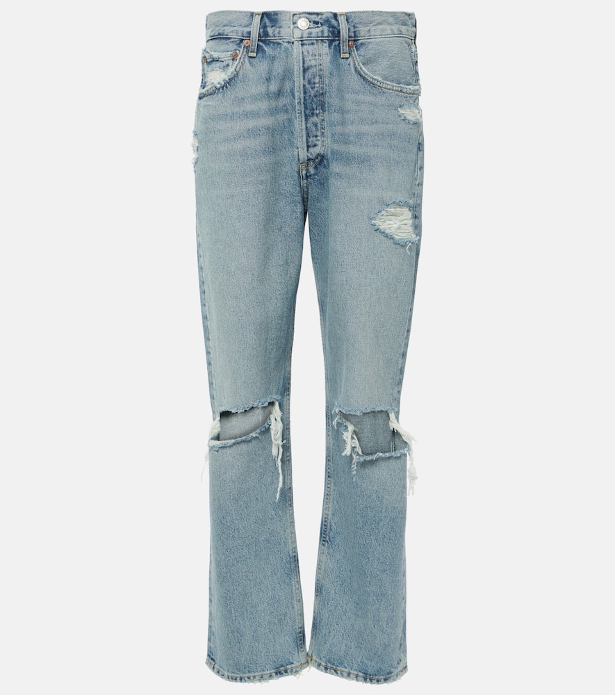 90s distressed mid-rise straight jeans