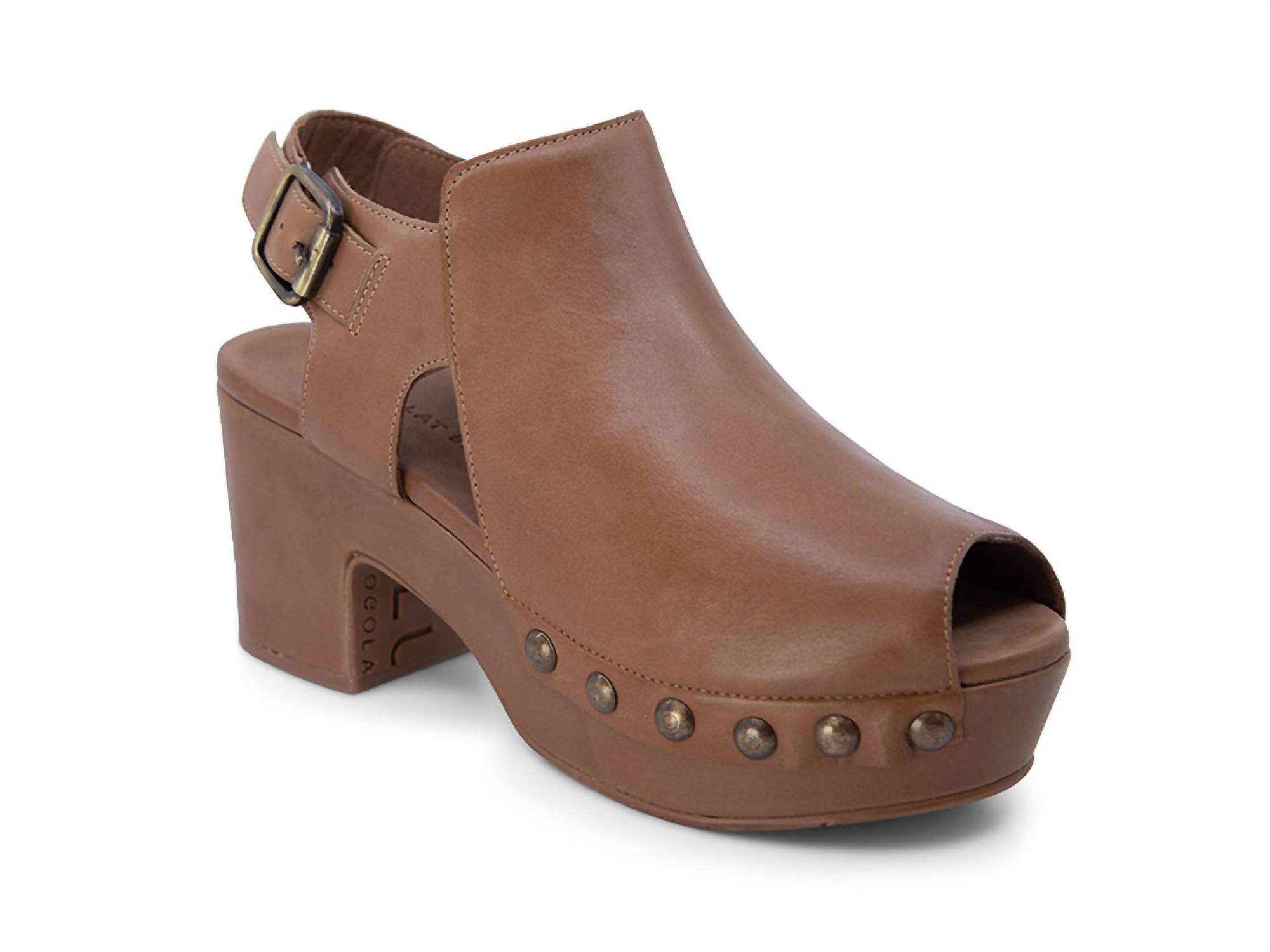 Women's Galla Slingback Peep Toe Platform Clog In Brown Leather