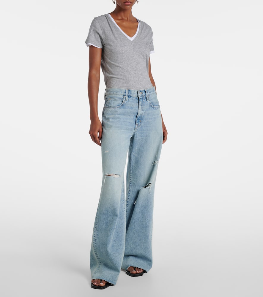 Nico distressed mid-rise wide-leg jeans