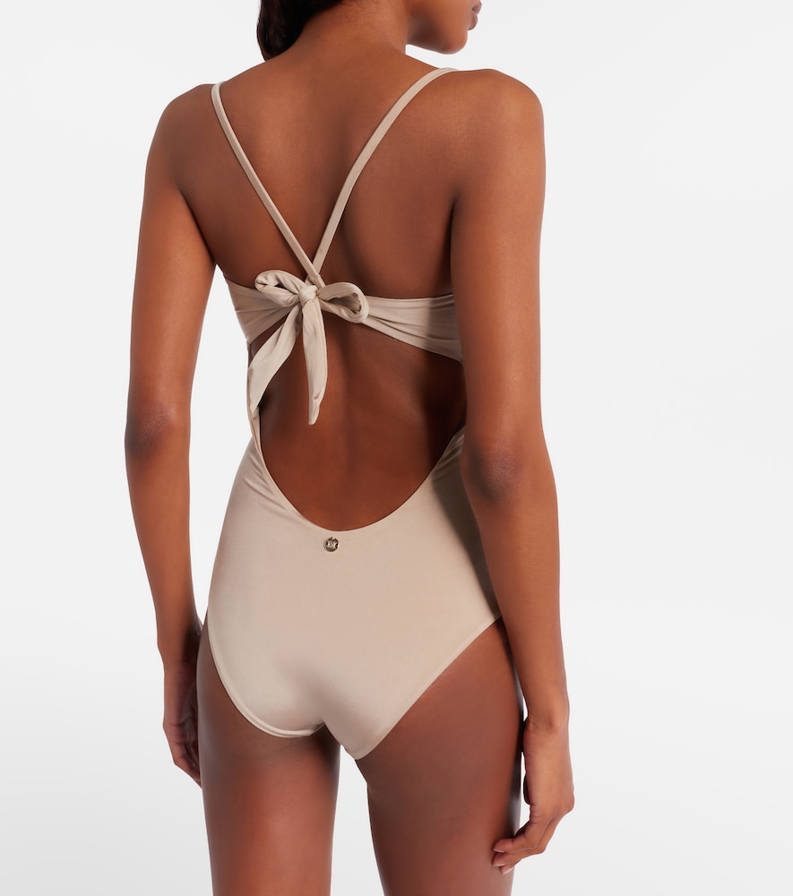 Curva ruched halterneck swimsuit