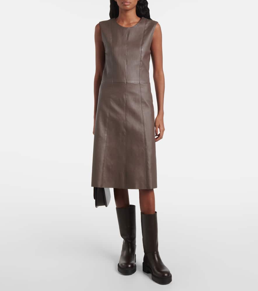 Leather midi dress