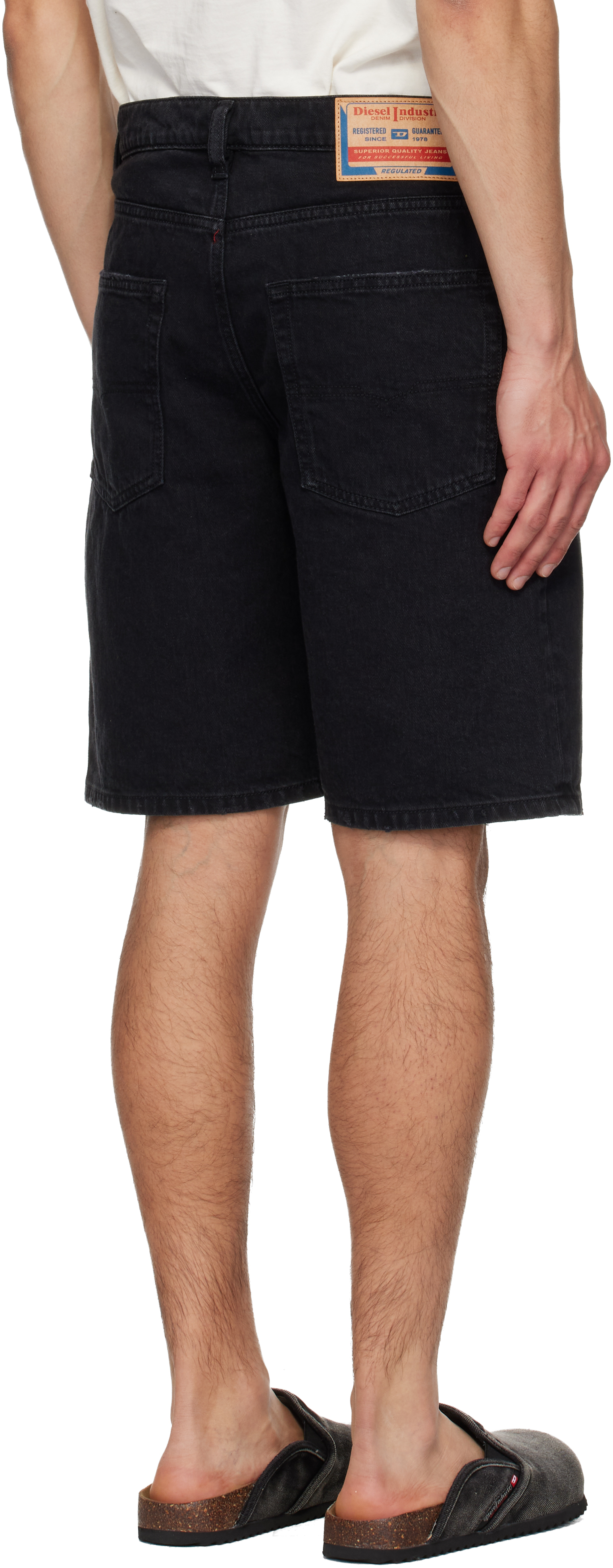 Black Regular-Short Denim Shorts