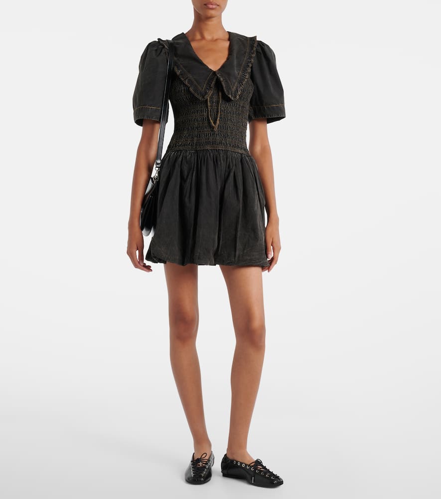 Bow-detail denim minidress