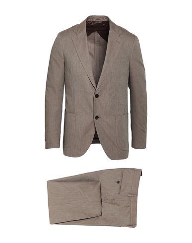 Man Suit Taupe Size 40 Cotton, Cashmere