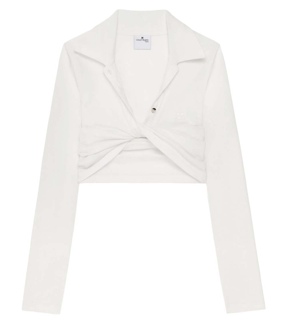 White Solid Peaked Lapel Top
