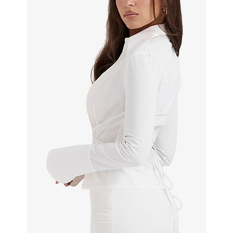 Womens White Moren Tie-front Cotton Shirt 