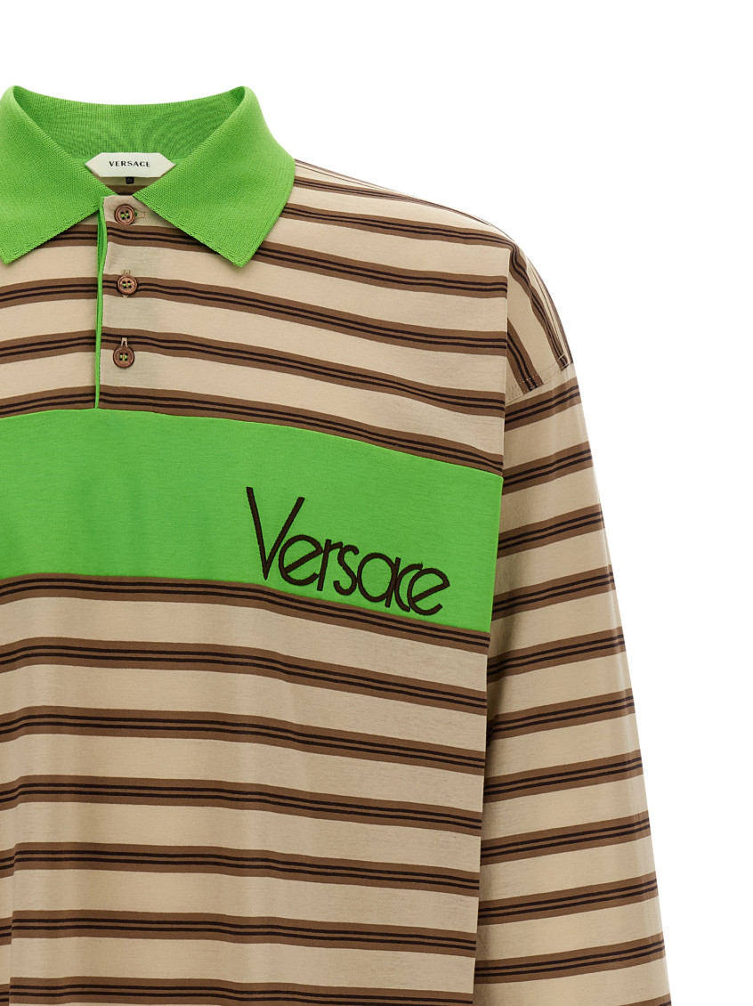 Multicolor Stripes Shirt Collar Polo