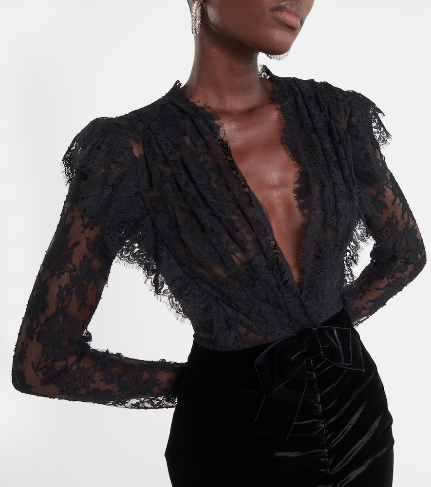 Lace and velvet gown