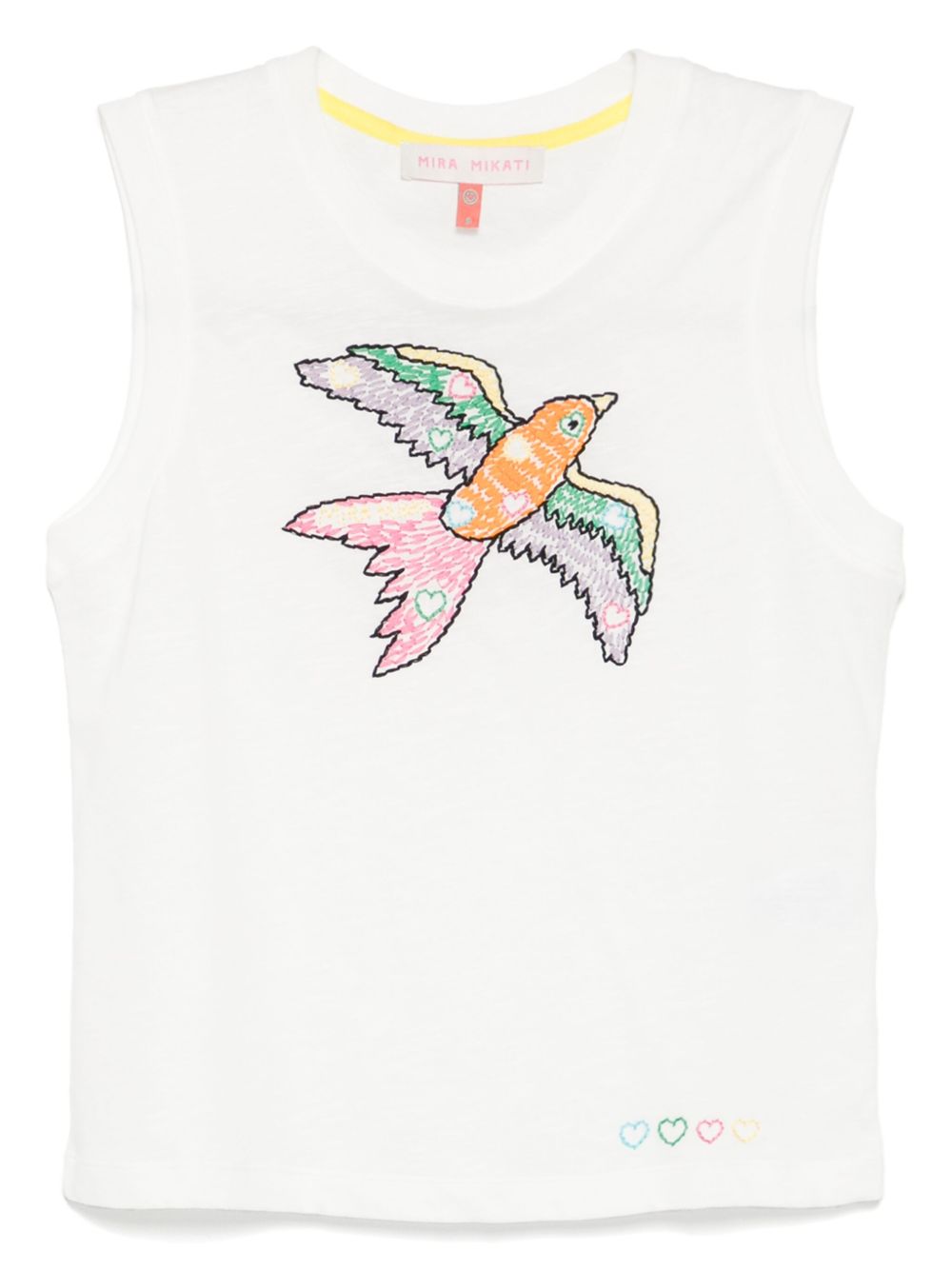 Embroidered-bird vest - White