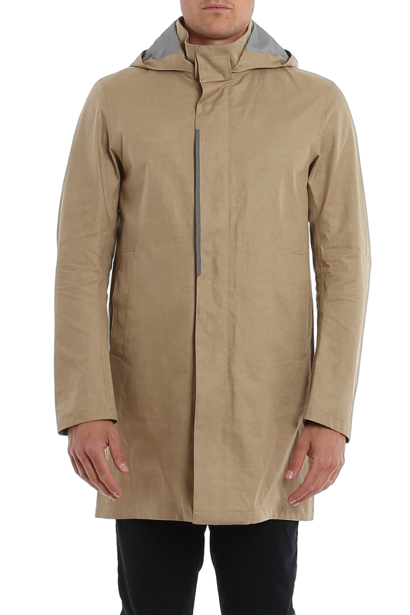 Hooded Raincoat Coat — Beige
