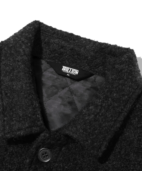Wool Elbow Patch Two Pocket Button Jacket_Black