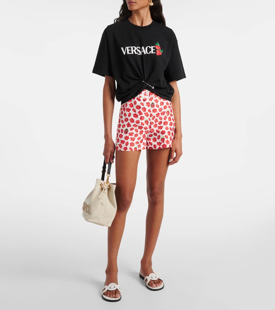 Versace Floral printed silk twill shorts