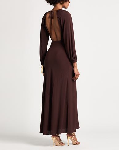 Woman Maxi dress Chocolate brown Size 8 Acetate, Silk