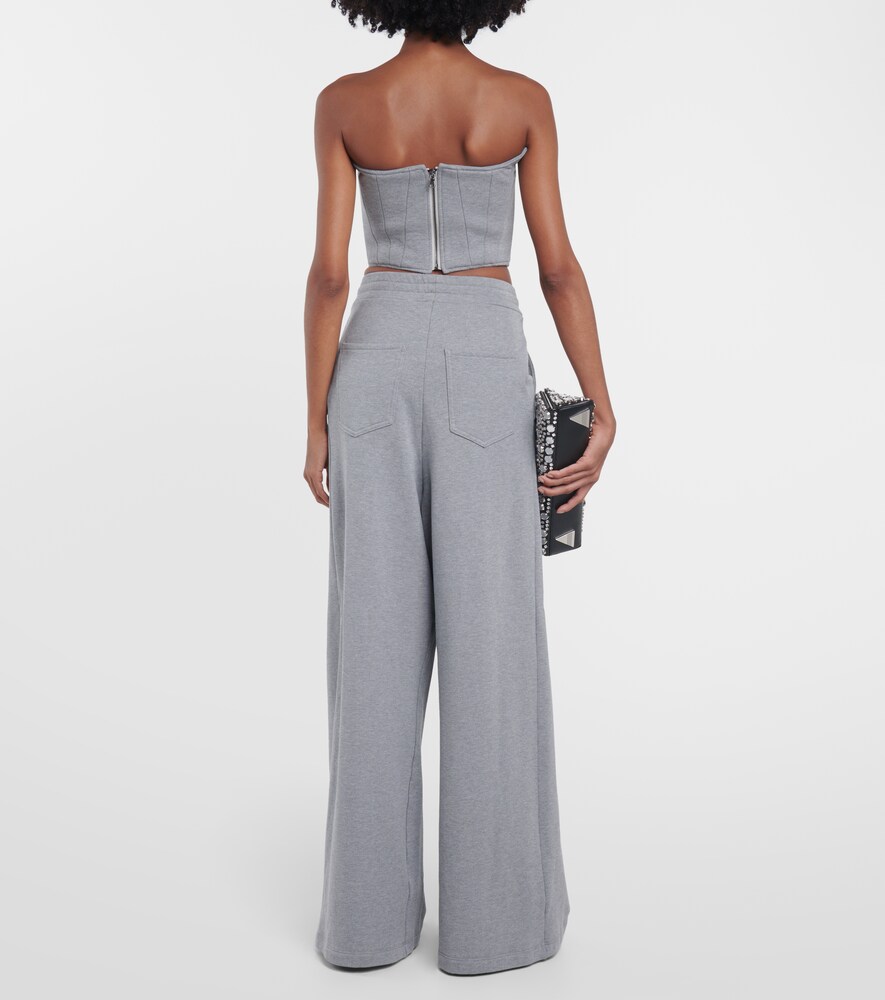 Wide-leg cotton jersey sweatpants