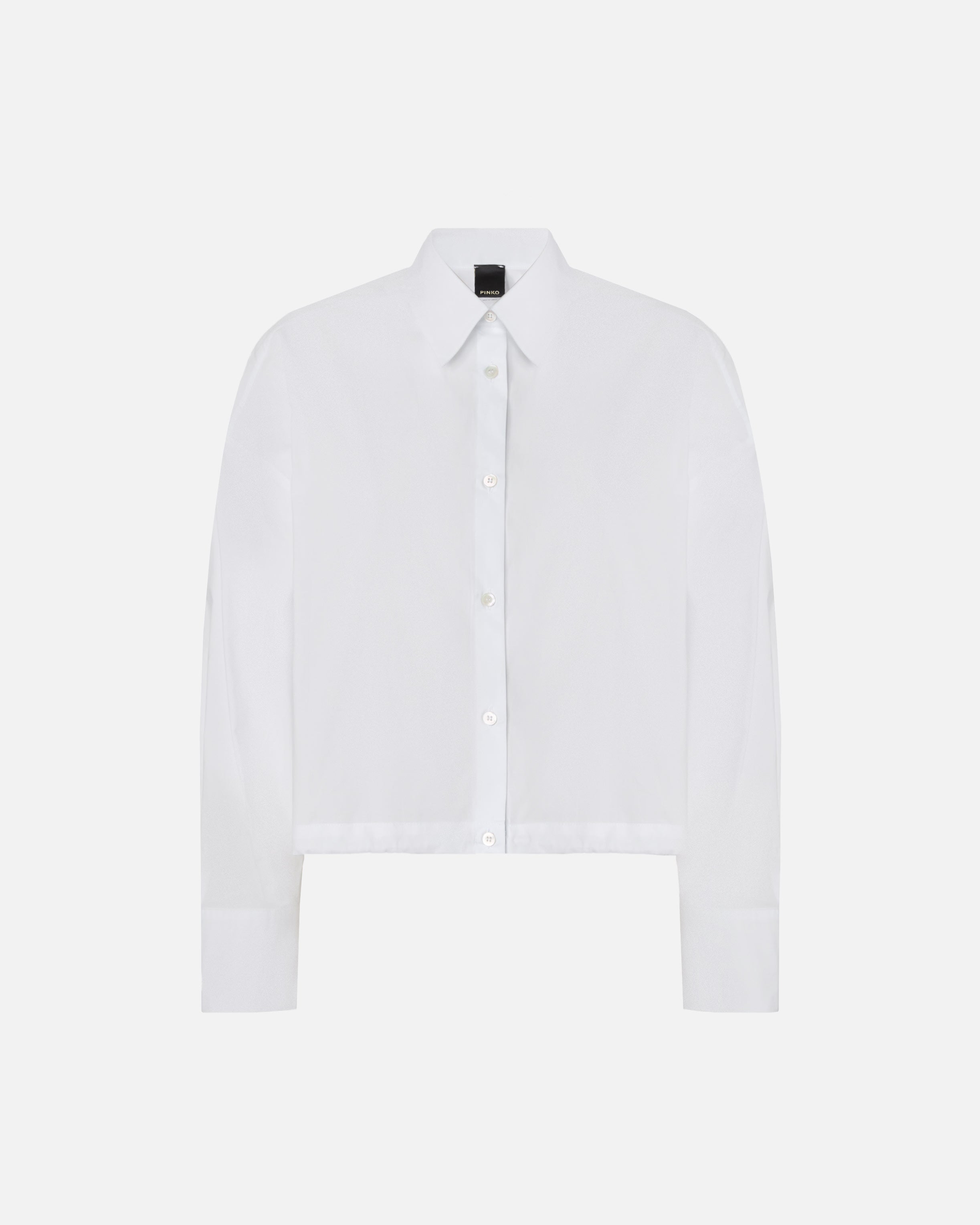 Cropped striped cotton shirt with logo