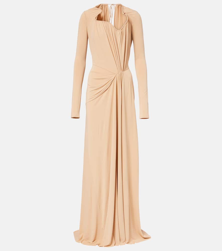 Asymmetric draped gown