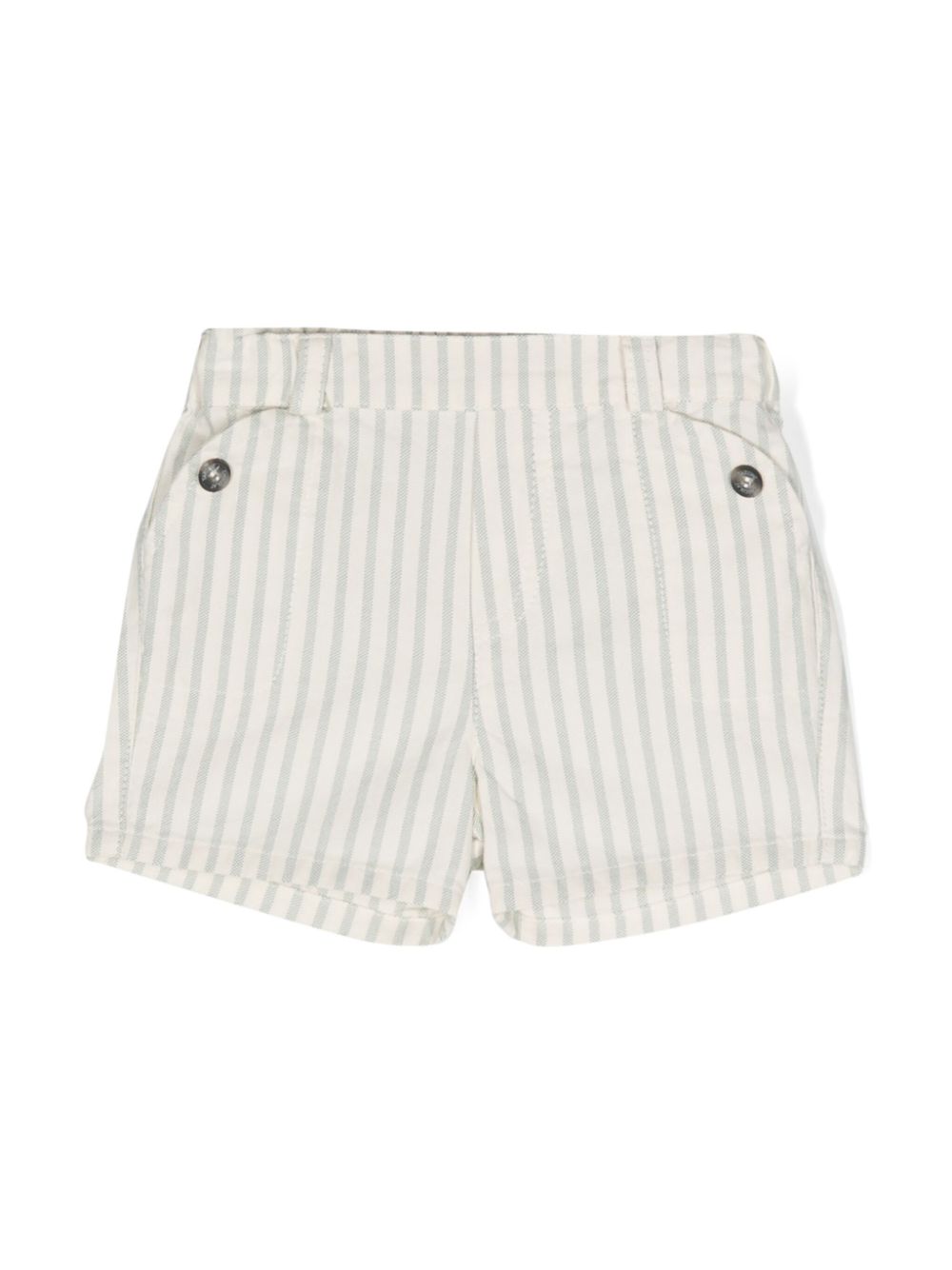 Striped cotton shorts - Green