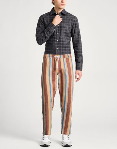 Man Pants Brown Size M Linen, Polyamide