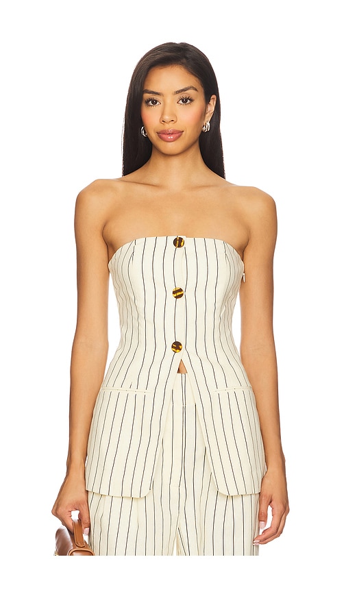 SIMONMILLER Mori Strapless Linen Top in Cream.  8. Also in 0, 10, 12