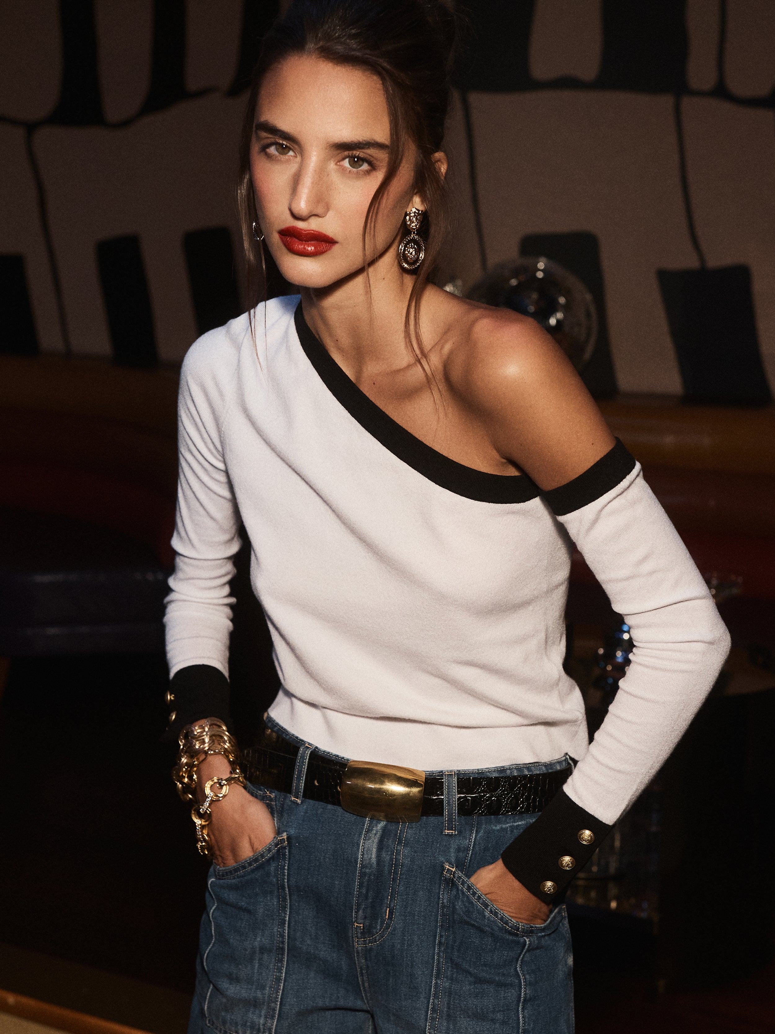 Milou Belt In Black Croc Embossed