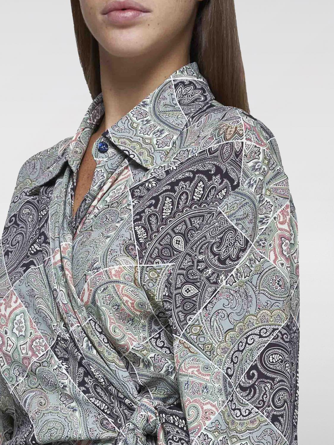 Patchwork-print wraparound-style shirt - Green