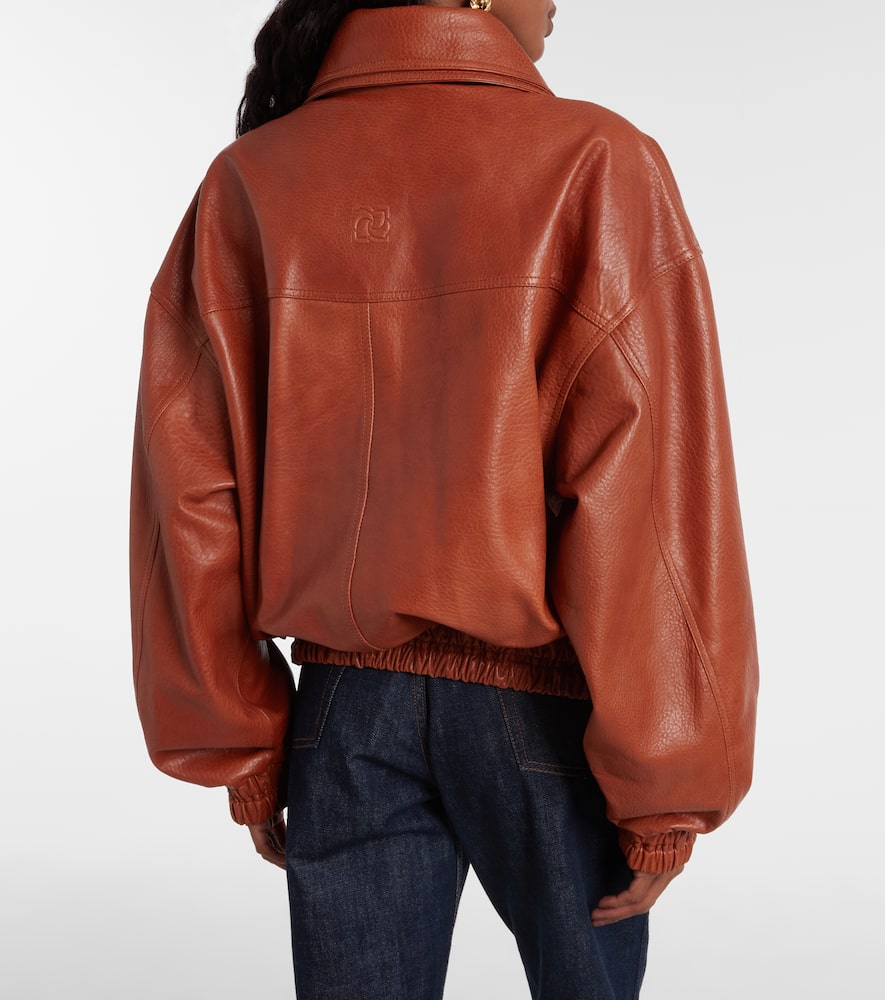 Leather blouson jacket