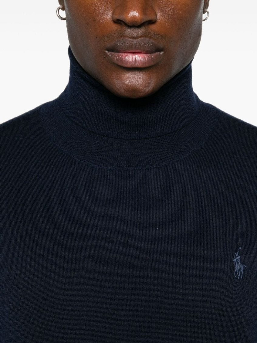 Navy Blue Roll-neck Sweater