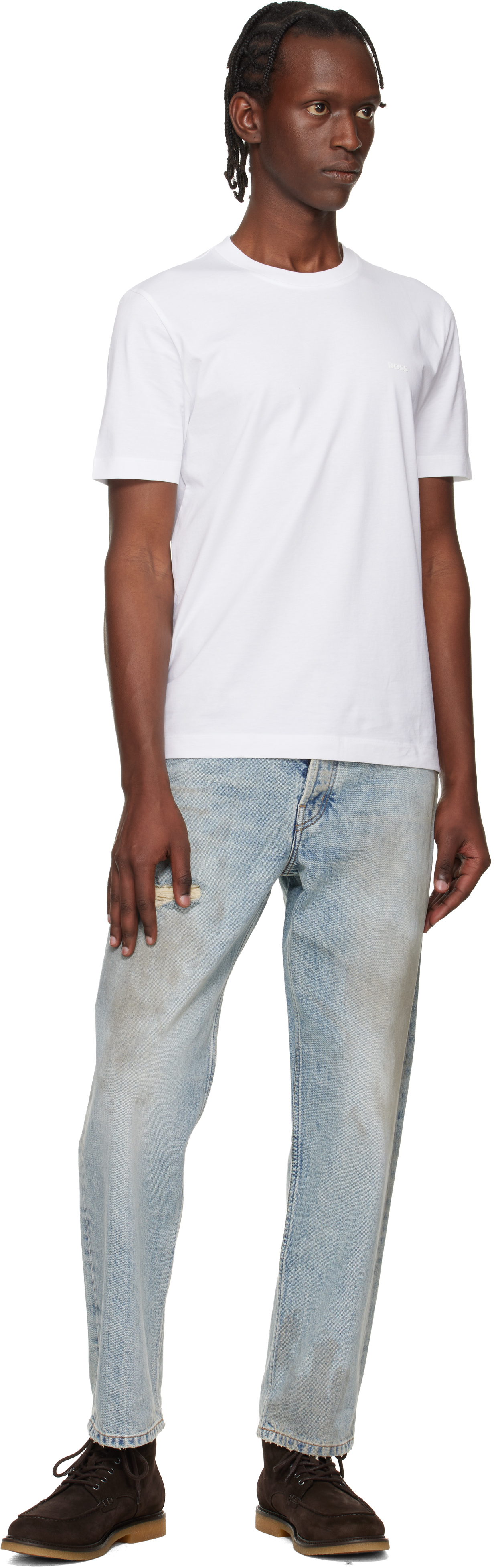 White Logo Detail Cotton-Jersey T-shirt