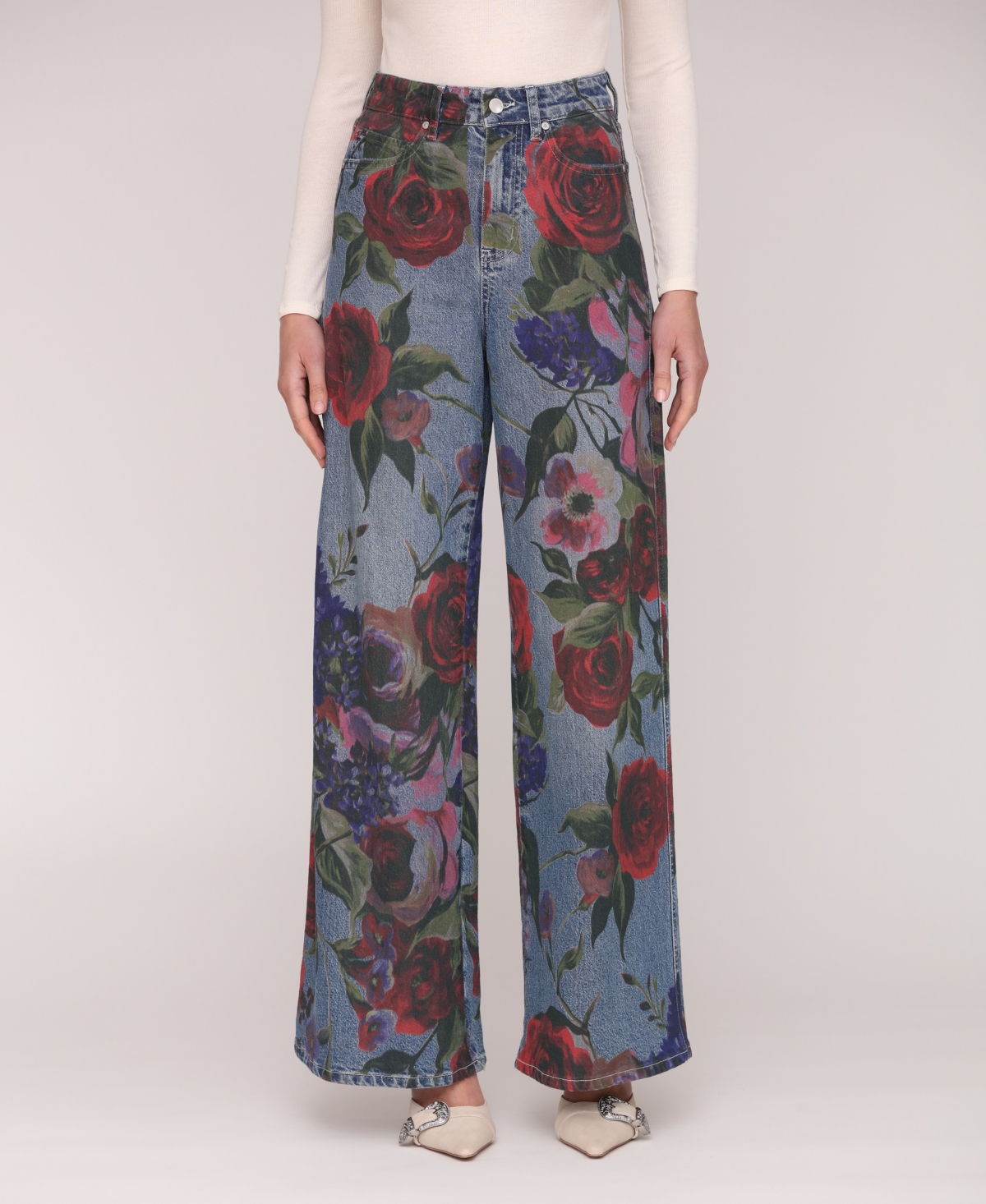 Women's High-Rise Wide-Leg Jeans - Portofino Rose