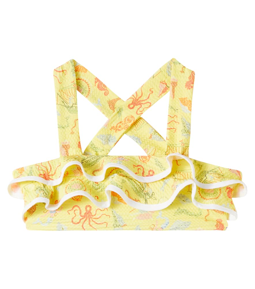 Bumby Aman printed ruffled bikini top
