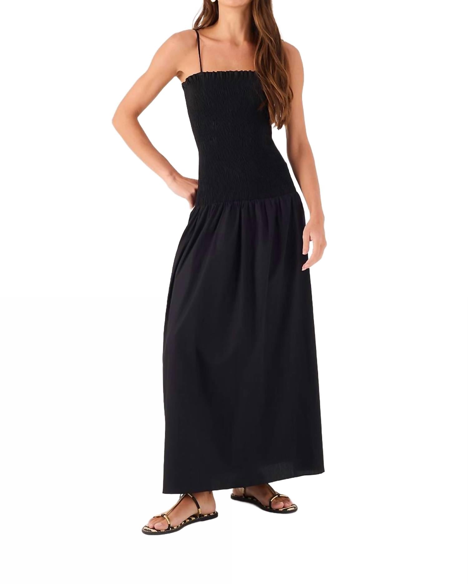 Cotton Cropped Lastex Dress In Black