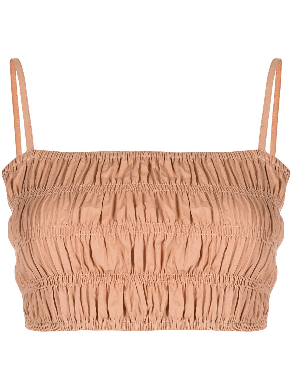 Liya smocked-detail cropped top - Brown