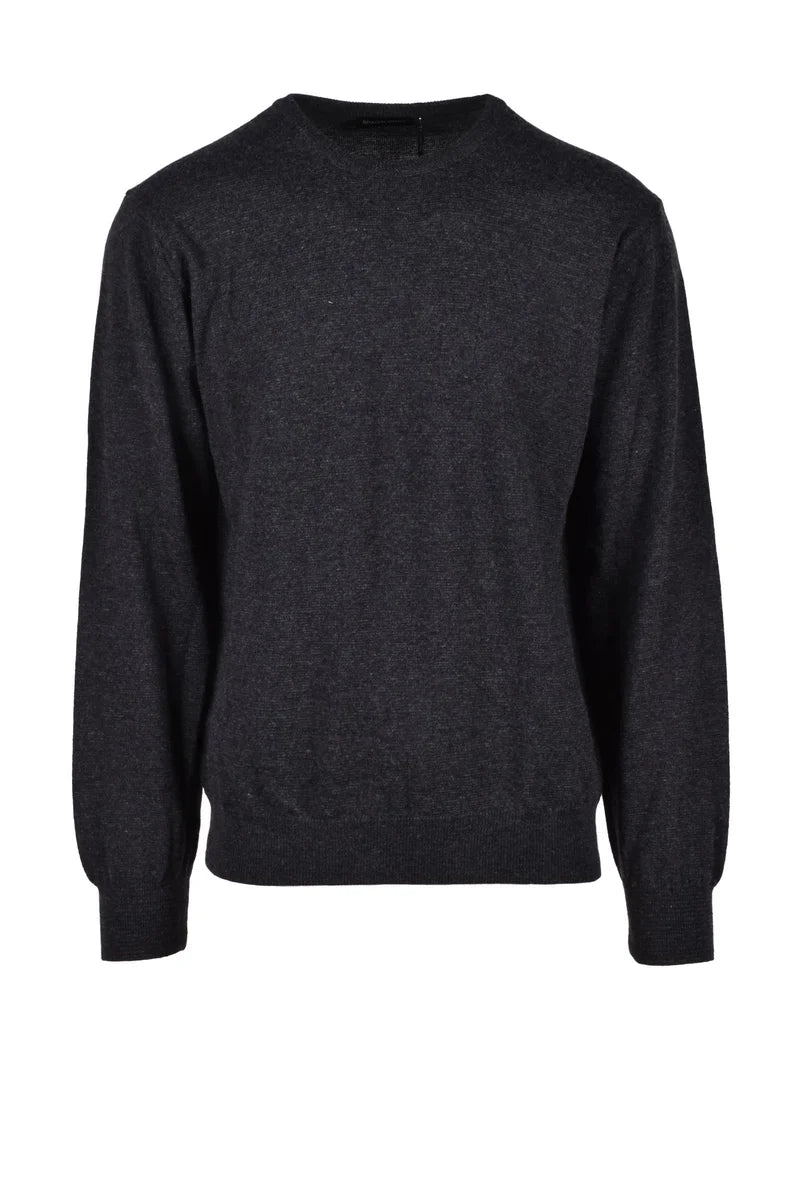 Grey Heathered Wool-Blend Pullover Sweater