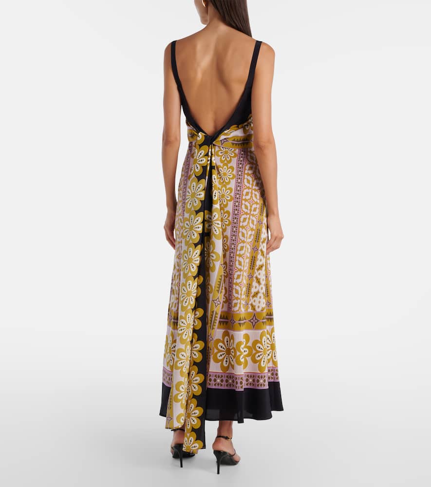Printed silk crêpe de chine maxi dress