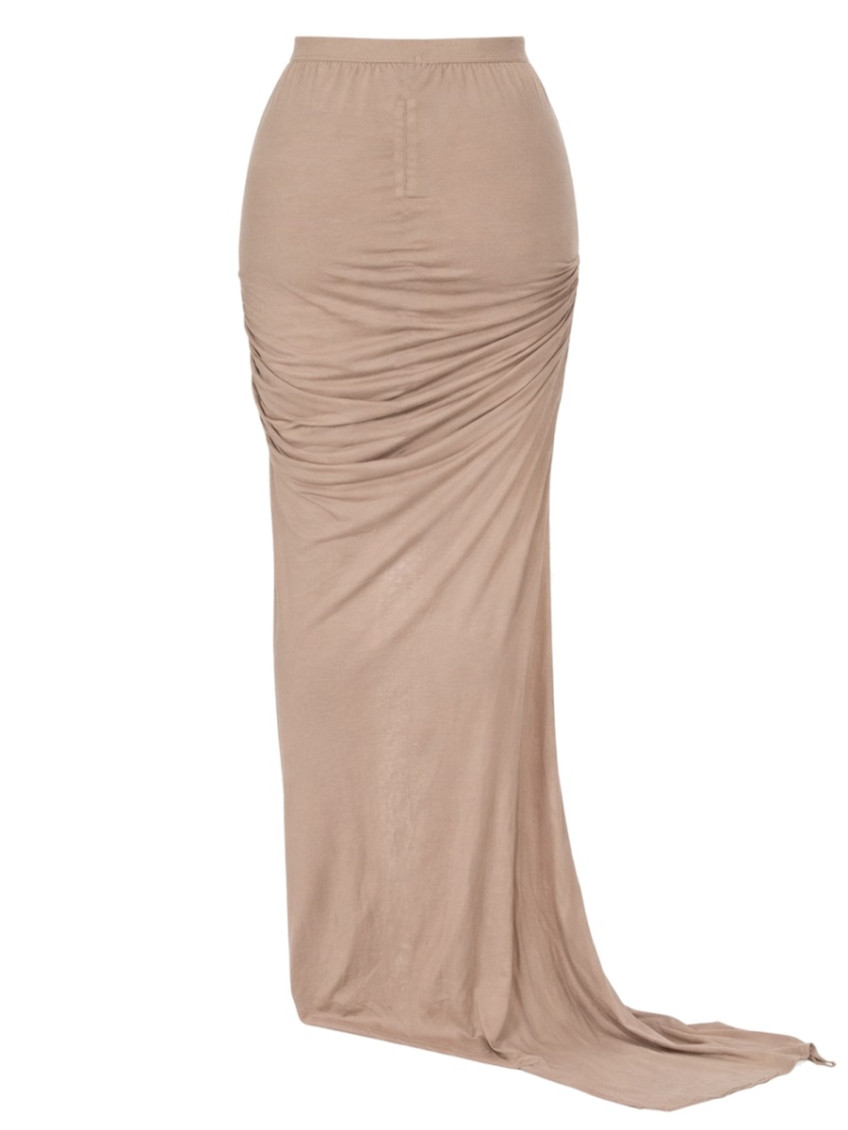 Beige Solid Maxi Skirt