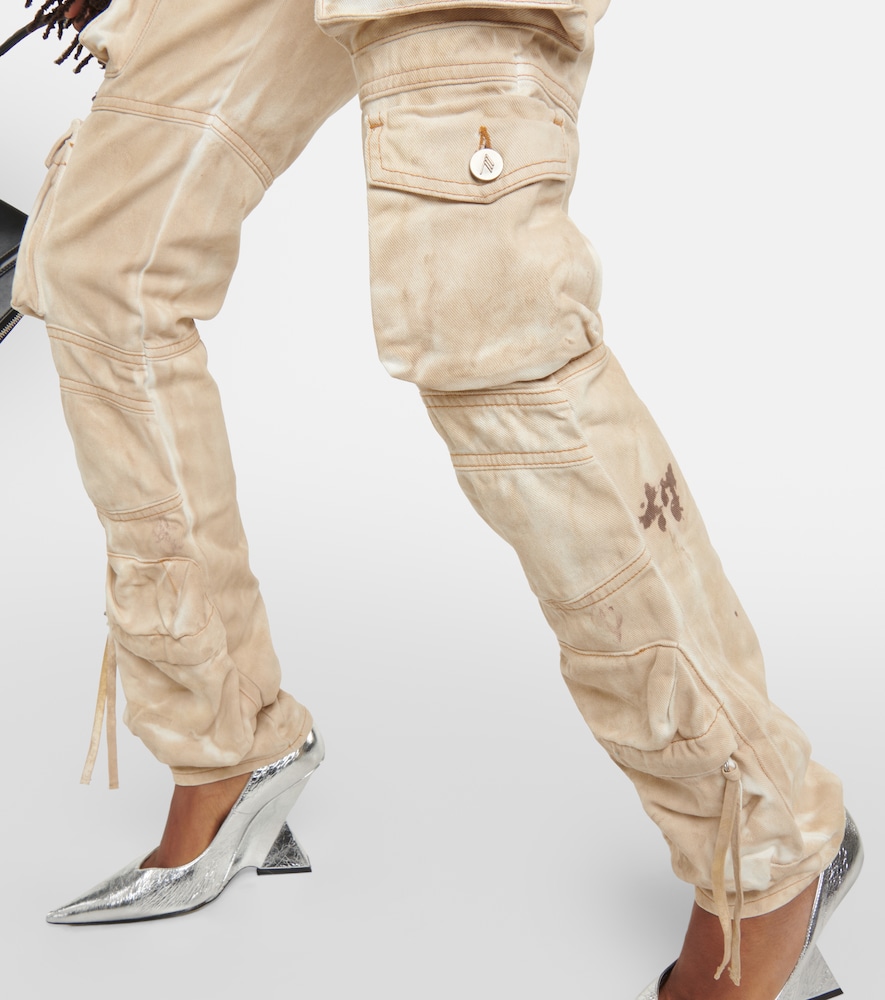 Low-rise denim cargo pants